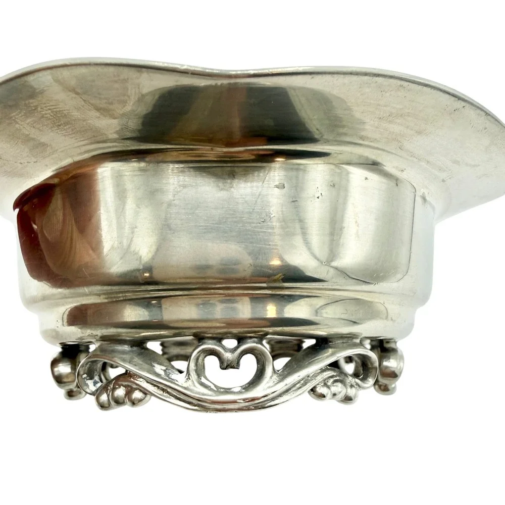 Vintage Handmade Pewter Shirley Williamsburg VA Footed Bowl Catchall